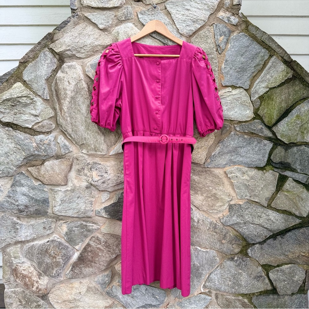 Vintage Fuschia Pink Cotton Dress